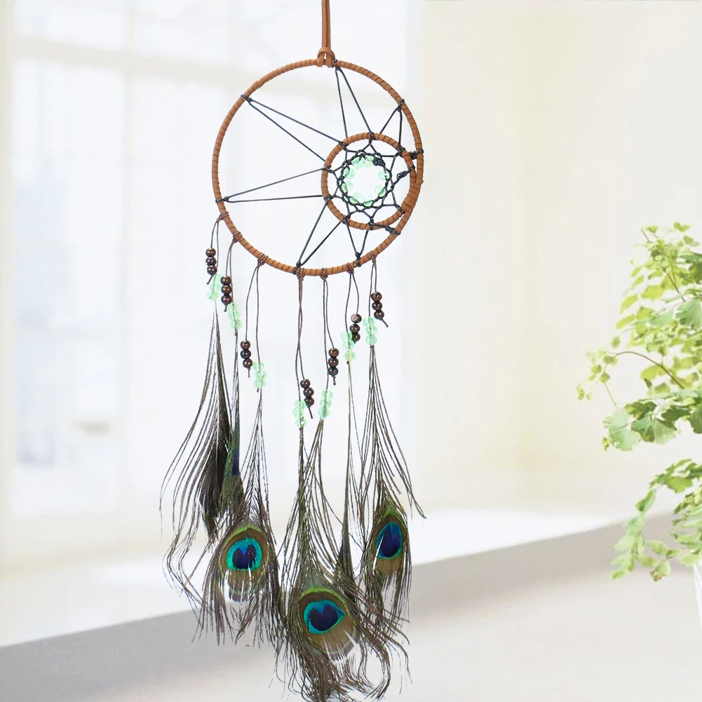 Handmade DreamCatcher Double Ring Circular Net Peacock Feather Wind Chimes Car Interior Pendant Home Room Wall Hanging Art Decor
Handmade DreamCatcher Double Ring Circular Net Peacock Feather Wind Chimes Car Interior Pendant Home Room Wall Hanging Art Decor