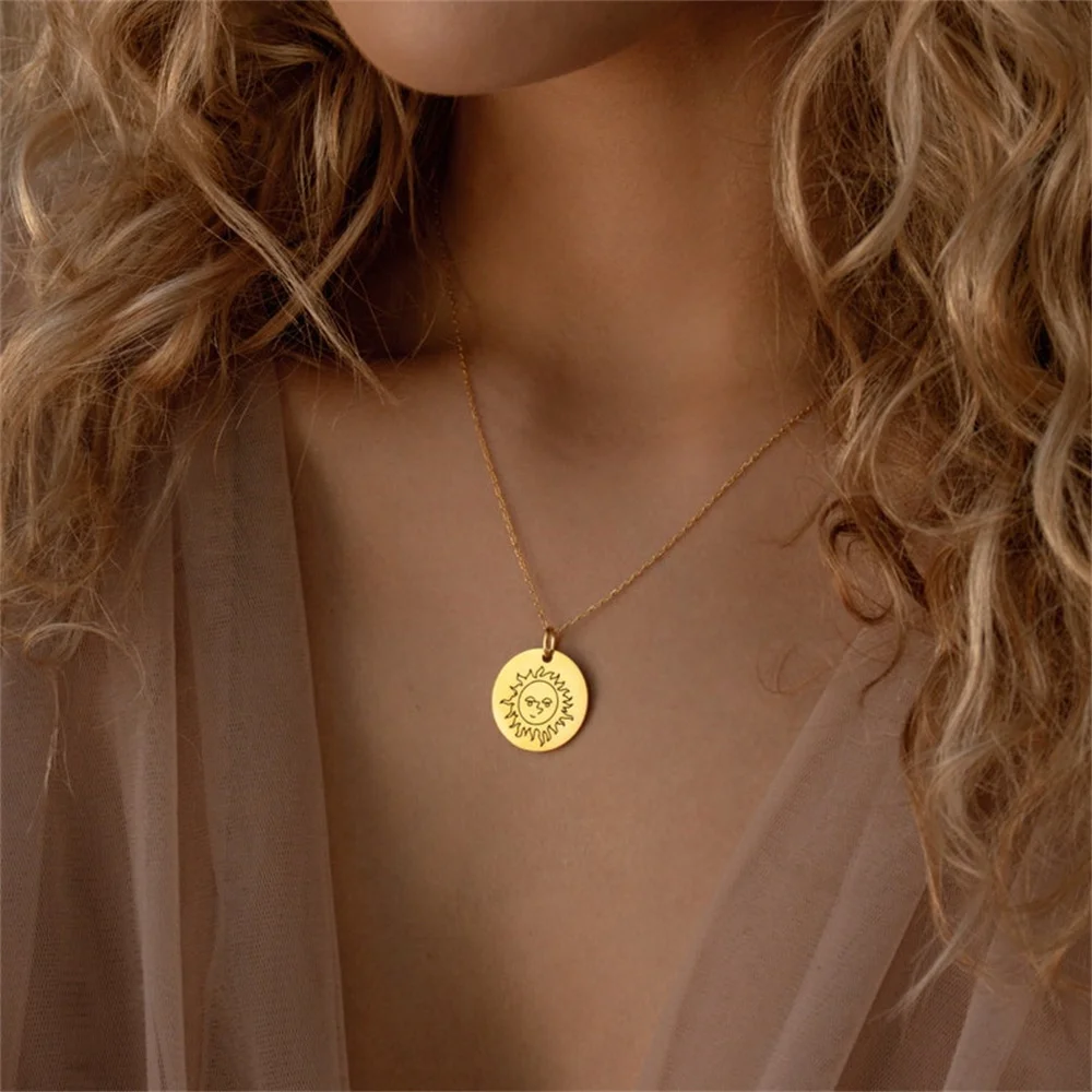 Personalized Round Pendant Wanderlust Sun and Moon Necklace for Women Stainless Steel Jewelry Choker Best Friend Graduation Gift
Personalized Round Pendant Wanderlust Sun and Moon Necklace for Women Stainless Steel Jewelry Choker Best Friend Graduation Gift