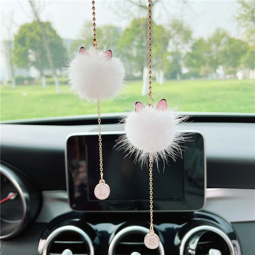Car Rear View Mirror Hanging Accessories for Women, White/Pink Plush Ball Car Rearview Mirror, Lucky Ornament Pendant (Cat)
Car Rear View Mirror Hanging Accessories for Women, White/Pink Plush Ball Car Rearview Mirror, Lucky Ornament Pendant (Cat)