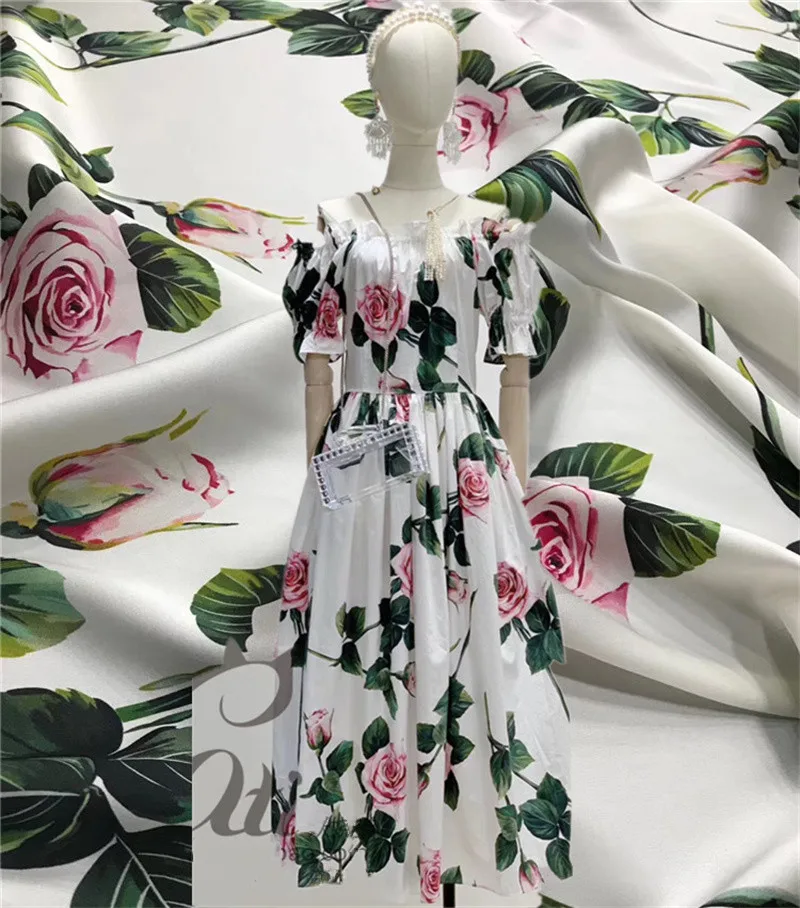 Fashion Big Name White Rose Printed Silk Fabric Elastic Double Joe 19 Mmmi Mulberry Silk 1.4 Meters Wide Charms Sewing Twill div
Fashion Big Name White Rose Printed Silk Fabric Elastic Double Joe 19 Mmmi Mulberry Silk 1.4 Meters Wide Charms Sewing Twill div