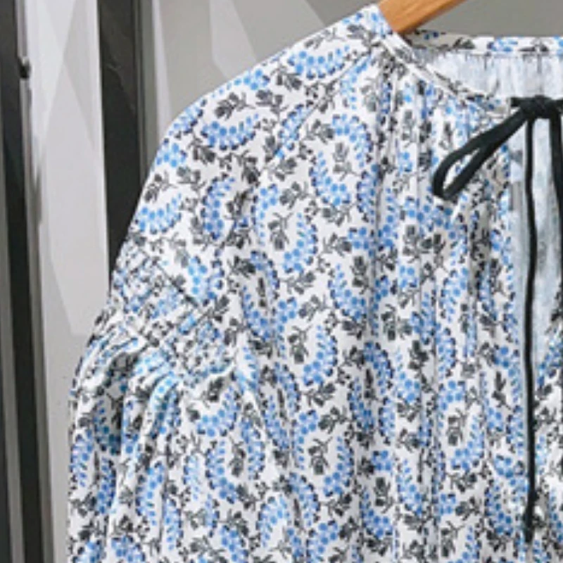 2023 Early Autumn Loose Lantern Sleeve Printed Drawstring Women Top 
2023 Early Autumn Loose Lantern Sleeve Printed Drawstring Women Top