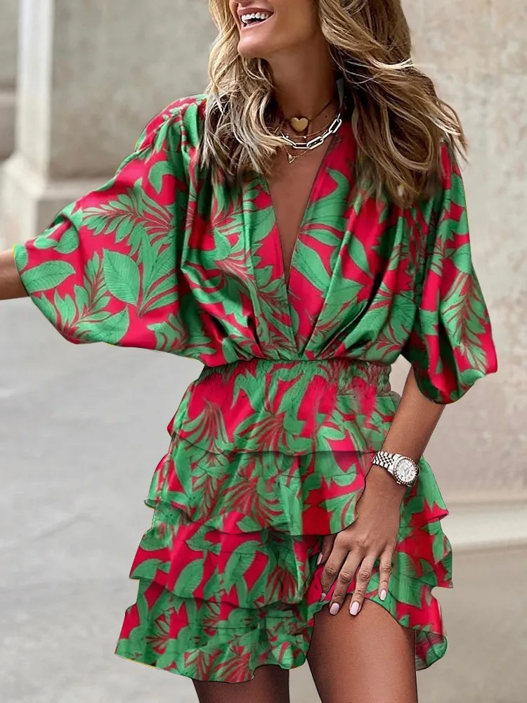 2022 Autumn Casual Print Ruffles Mini Dress Women Fashion Deep V-neck Batwing Sleevees Beach Dresses Woman Holiday Party Dress
2022 Autumn Casual Print Ruffles Mini Dress Women Fashion Deep V-neck Batwing Sleevees Beach Dresses Woman Holiday Party Dress