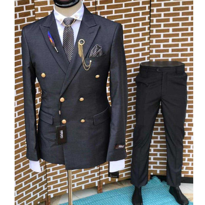 Black Men Suits with Double Breasted Slim Fit Wedding Tuxedo Custom Made Business Party Italian Male Blazer 2 Pcs (Jacket+Pants)
Black Men Suits with Double Breasted Slim Fit Wedding Tuxedo Custom Made Business Party Italian Male Blazer 2 Pcs (Jacket+Pants)