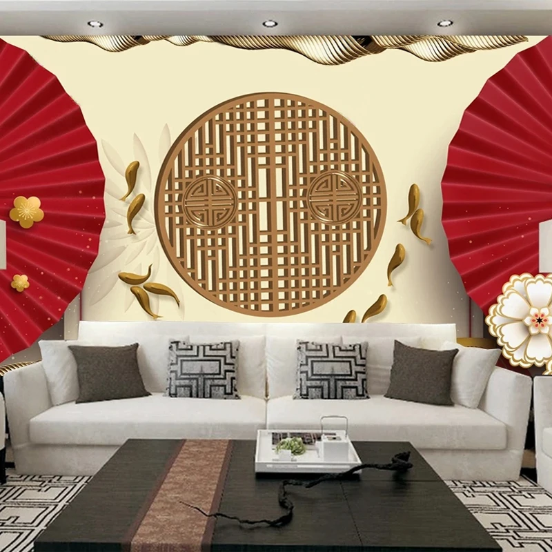 Chinese Style Wallpaper 3D Red Fan Golden Fish Large Size Photo Mural Wall Papers for Living Room Sofa Backdrop Home Decoration
Chinese Style Wallpaper 3D Red Fan Golden Fish Large Size Photo Mural Wall Papers for Living Room Sofa Backdrop Home Decoration