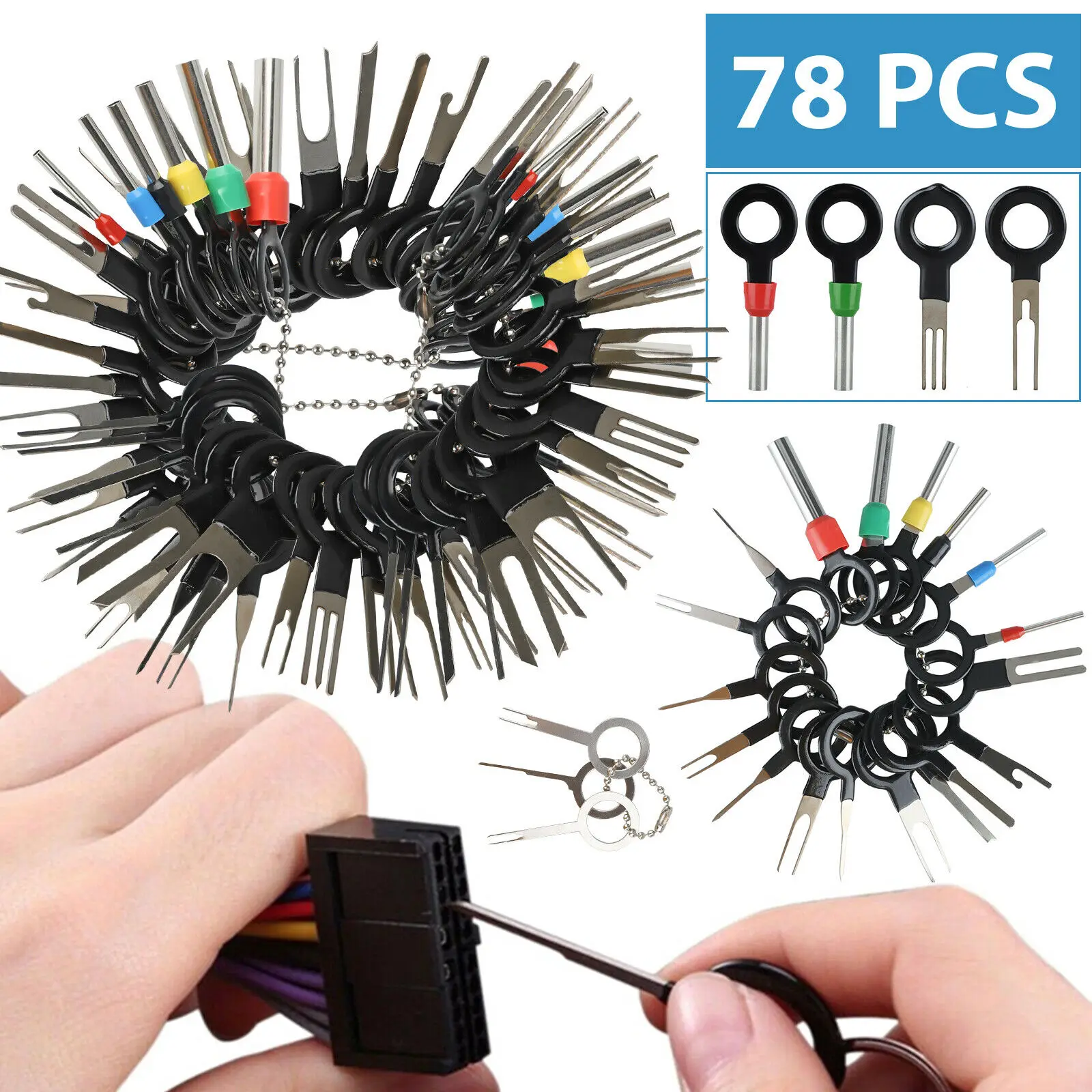 78Pcs Car Terminal Removal Repair Tools Electrical Wiring Crimp Connector Pin Extractor Kit Keys Automotive Plug Pullers
78Pcs Car Terminal Removal Repair Tools Electrical Wiring Crimp Connector Pin Extractor Kit Keys Automotive Plug Pullers