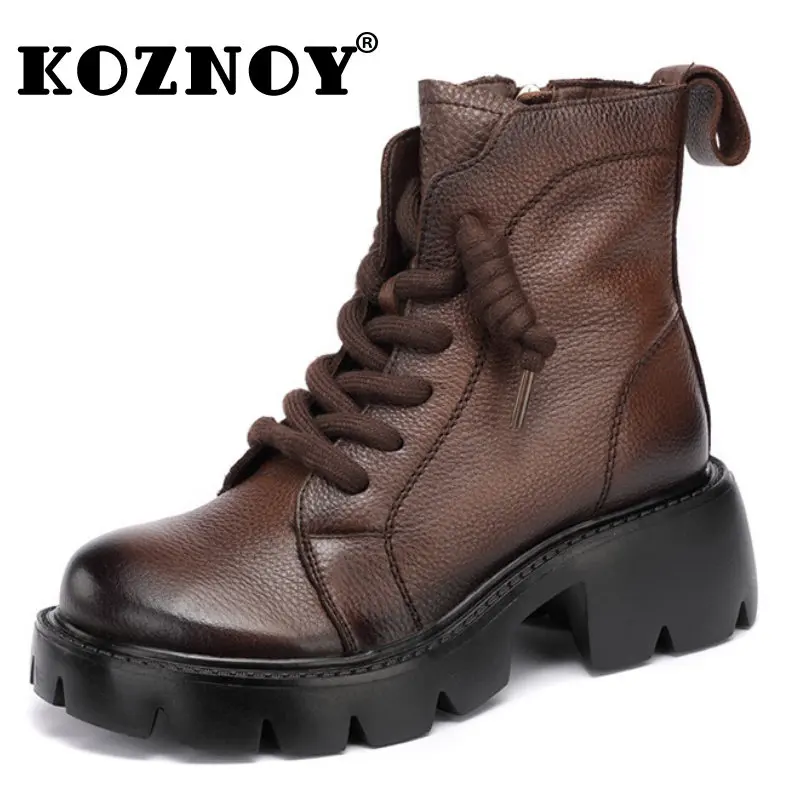 Koznoy 6cm Genuine Leather Platform Wedge Autumn Winter Mid Calf Motorcycle Booties Plush Warm Women ZIP Spring Females Shoes
Koznoy 6cm Genuine Leather Platform Wedge Autumn Winter Mid Calf Motorcycle Booties Plush Warm Women ZIP Spring Females Shoes