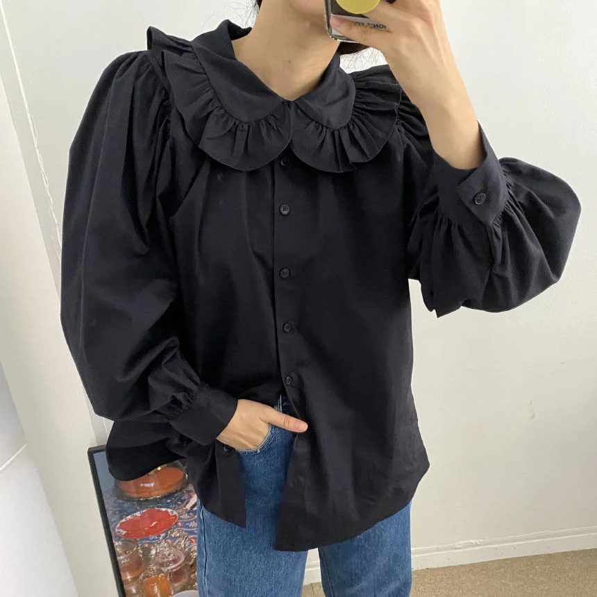 Women's Blouse Chic New Age Reduction Fashion Versatile Baby Collar Bubble Sleeve Shirt Top Early Autumn
Women's Blouse Chic New Age Reduction Fashion Versatile Baby Collar Bubble Sleeve Shirt Top Early Autumn