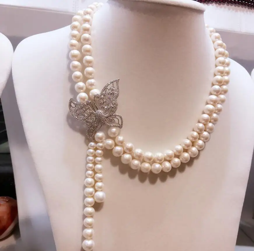 Fashion jewelry Hand knotted 9-10 mm white natural freshwater pearl bow micro inlay zircon clasp tassel necklace f
Fashion jewelry Hand knotted 9-10 mm white natural freshwater pearl bow micro inlay zircon clasp tassel necklace f