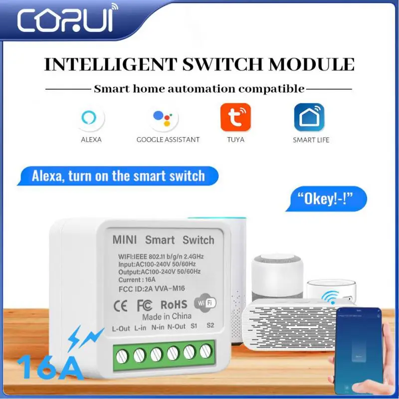 CORUI MINI Wifi Smart Switch 10A Support 2-way Control Wireless Switch Smart Home Automation Compatible With Tuya Alexa Google
CORUI MINI Wifi Smart Switch 10A Support 2-way Control Wireless Switch Smart Home Automation Compatible With Tuya Alexa Google