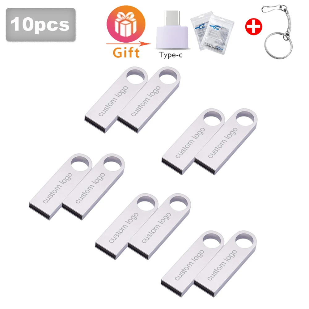 10PCS/lot Metal USB 2.0 Flash Drive Pen Drive 2GB 4GB 8GB 16GB Pendrive 32GB 64GB 128GB Custom Gift Flash Disk Key USB Stick
10PCS/lot Metal USB 2.0 Flash Drive Pen Drive 2GB 4GB 8GB 16GB Pendrive 32GB 64GB 128GB Custom Gift Flash Disk Key USB Stick