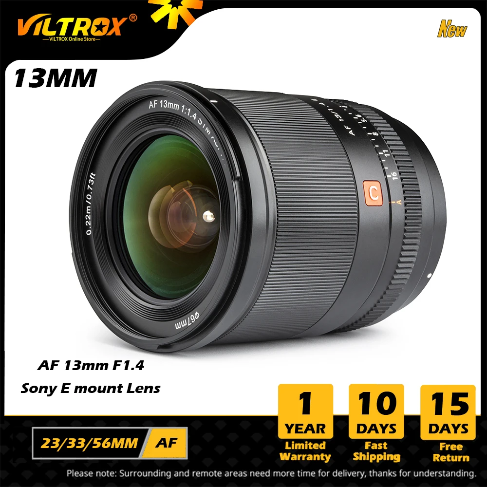 Viltrox 13mm 23mm 33mm 56mm F1.4 Sony E Auto Focus Ultra Wide Angle Lens APS-C Lens for Sony E-mount A6400 A7III a7R Camera Lens
Viltrox 13mm 23mm 33mm 56mm F1.4 Sony E Auto Focus Ultra Wide Angle Lens APS-C Lens for Sony E-mount A6400 A7III a7R Camera Lens