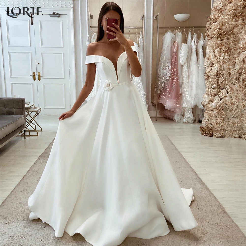 LORIE Vintage Solid Wedding Dresses A-Line Satin Pleated Off Shoulder V-Neck Bridal Gowns Backless Sleeveless Bride Dress 2024
LORIE Vintage Solid Wedding Dresses A-Line Satin Pleated Off Shoulder V-Neck Bridal Gowns Backless Sleeveless Bride Dress 2024