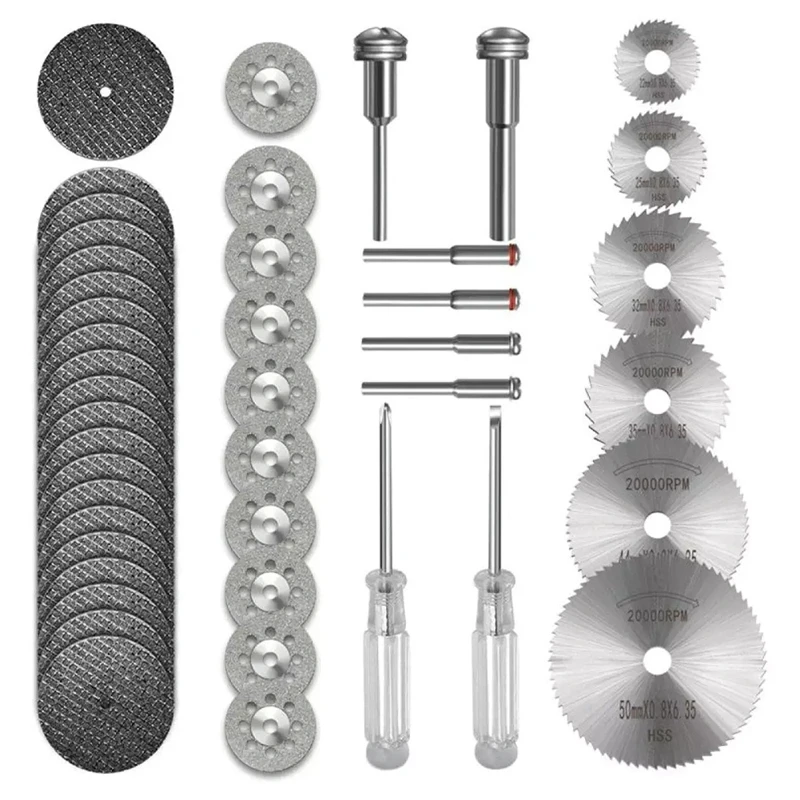 44 Pcs Cutting Discs For Dremel Rotary Tool Diamond Cutting Wheel And HSS Circular Saw Blades And Resin Cutting Wheels
44 Pcs Cutting Discs For Dremel Rotary Tool Diamond Cutting Wheel And HSS Circular Saw Blades And Resin Cutting Wheels