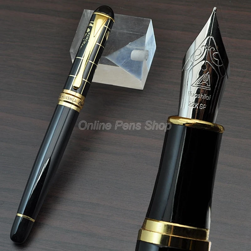 

Jinhao Black & Golden Map Plat Design M Nib Fountain Pen JF138
