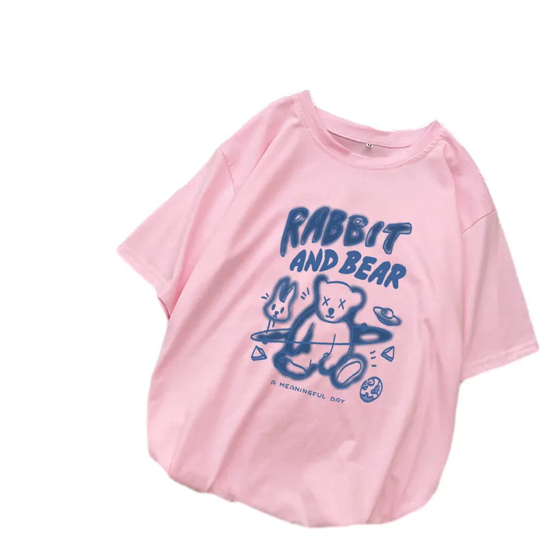 Fashion Woman Blouses y2k Top Summer Harajuku Kawaii Cartoon RABBIT AND BEAR Printed Clothes Loose Short Sleeve Women's T-Shirts
Fashion Woman Blouses y2k Top Summer Harajuku Kawaii Cartoon RABBIT AND BEAR Printed Clothes Loose Short Sleeve Women's T-Shirts