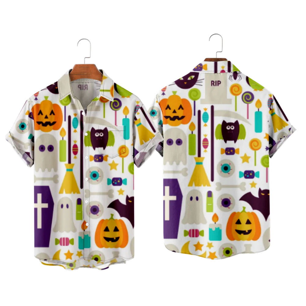 Hawaiian Men's Shirts Y2k Halloween Pattern Short Sleeve Shirts Men's Street Vintage Shirts Harajuku Men's Shirts 
Hawaiian Men's Shirts Y2k Halloween Pattern Short Sleeve Shirts Men's Street Vintage Shirts Harajuku Men's Shirts