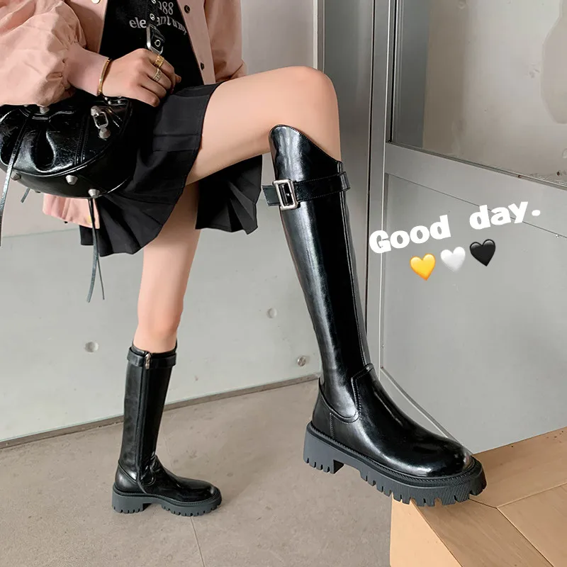 MKKHOU Fashion Knee Boots Women New High Quality Real Leather Belt Buckle Thick Sole Boots Winter Daily Versatile Modern Booots
MKKHOU Fashion Knee Boots Women New High Quality Real Leather Belt Buckle Thick Sole Boots Winter Daily Versatile Modern Booots