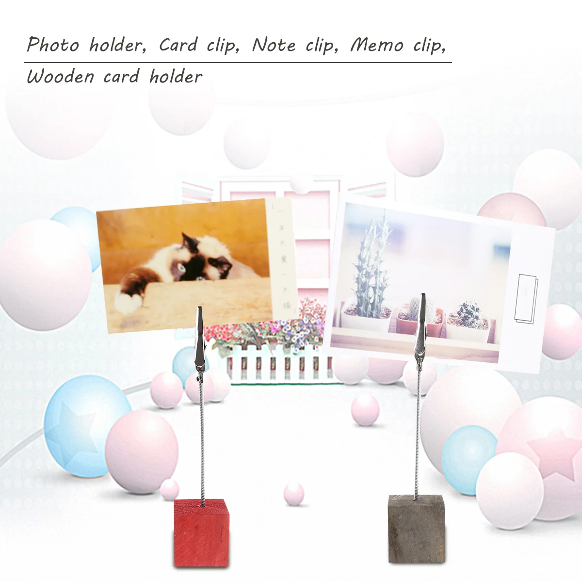 16 pcs Photo Holder Wooden Base Colorful Practical Place Holder Stand Desk Decor Memo Clip for Home
16 pcs Photo Holder Wooden Base Colorful Practical Place Holder Stand Desk Decor Memo Clip for Home
