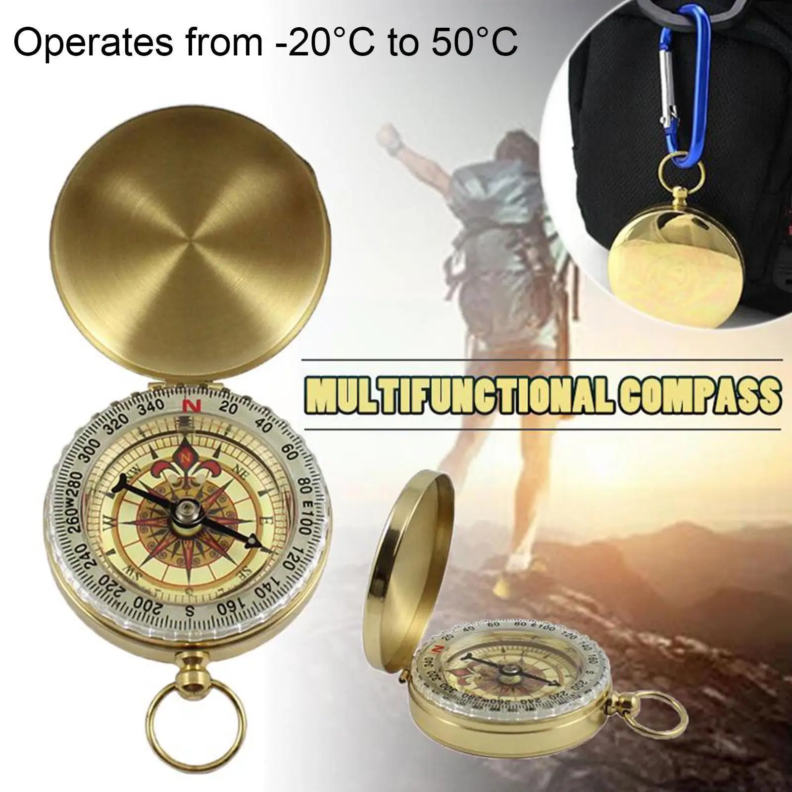 High Quality Camping Hiking Pocket Brass Golden Compass Portable Compass Navigation for Outdoor Activities A0G2
High Quality Camping Hiking Pocket Brass Golden Compass Portable Compass Navigation for Outdoor Activities A0G2