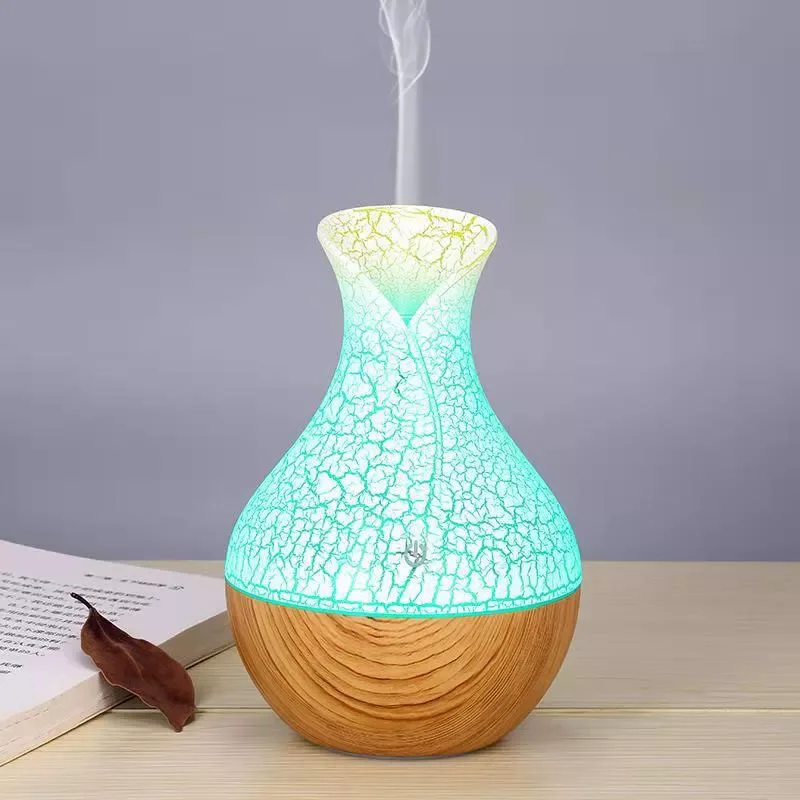 

Vase Air Humidifier USB Aroma Oil Diffuser Wood Crack Electric Lamp Humidifier Ultrasonic Aromatherapy Mist Maker For Home