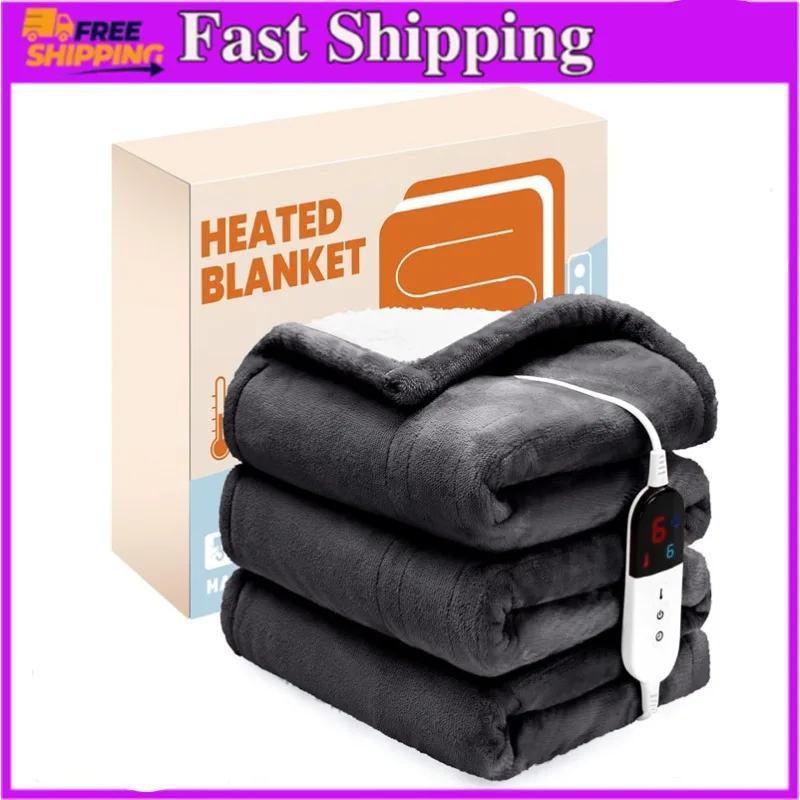 Electric Heated Blanket,Flannel & Sherpa Heated Throw Blanket 50"x60",Fast Heating Soft Fleece Blanket with 6 Heating Levels
Electric Heated Blanket,Flannel & Sherpa Heated Throw Blanket 50"x60",Fast Heating Soft Fleece Blanket with 6 Heating Levels