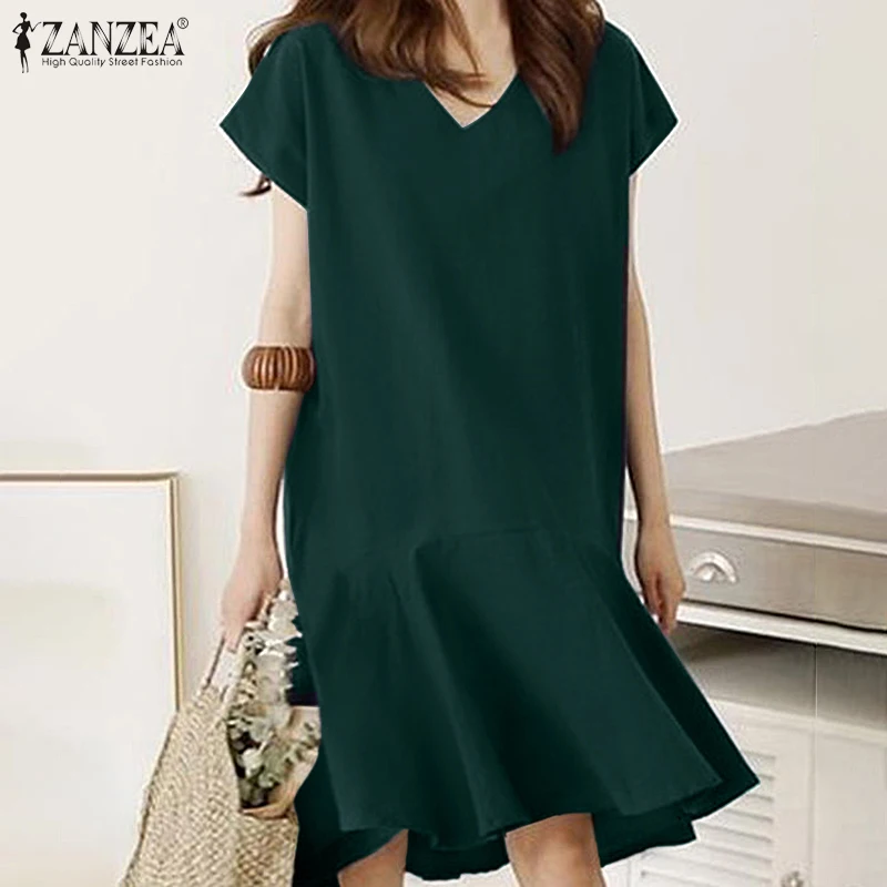 Women Elegant Dress 2022 Autumn Sundress ZANZEA Vintage Dresses Loose Short Sleeve V Neck Baggy Vestidos Oversized Robe Femme
Women Elegant Dress 2022 Autumn Sundress ZANZEA Vintage Dresses Loose Short Sleeve V Neck Baggy Vestidos Oversized Robe Femme