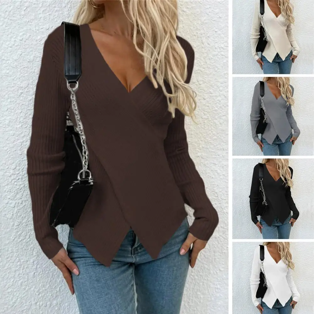 Sweet Spring Top Deep V Neck Striped Texture Lady Sweater Elastic OL Style Spring Top
Sweet Spring Top Deep V Neck Striped Texture Lady Sweater Elastic OL Style Spring Top