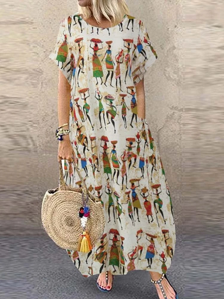 Women's Summer Sundress Stylish Cartoon Print Maxi Dress Casual Short Sleeve Tunic Vestidos Female O Neck Robe Club Dresses
Women's Summer Sundress Stylish Cartoon Print Maxi Dress Casual Short Sleeve Tunic Vestidos Female O Neck Robe Club Dresses