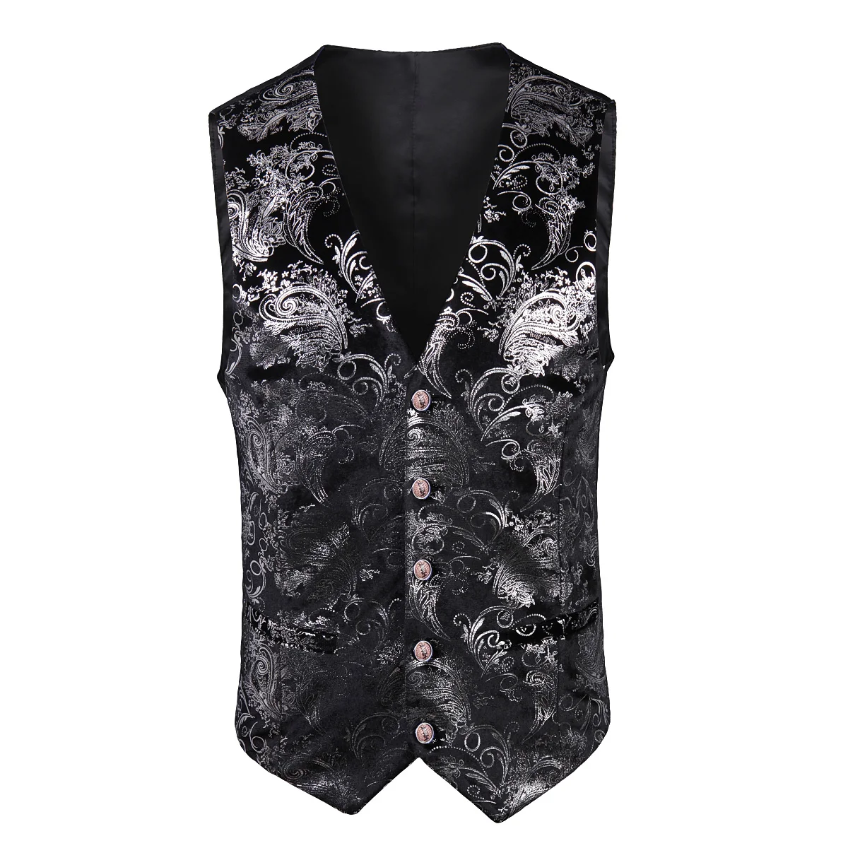 

Parklees Black Bronzing Hipster Steampunk Men Vest Party Wedding Banquet Tuxedo Vests Fashion Slim Fit Waistcoat Chaleco Hombre