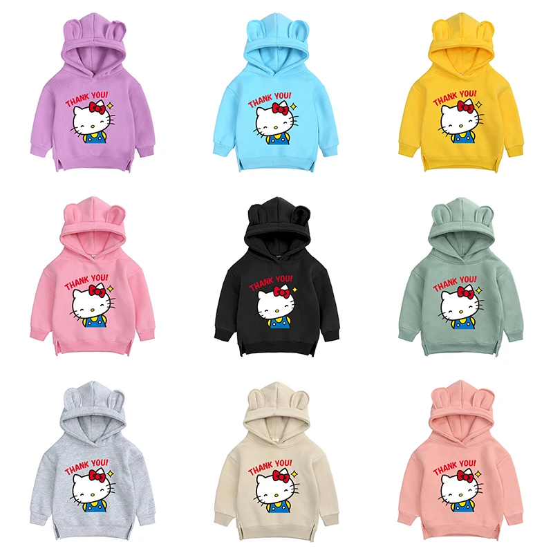 Детские толстовки Hello Kitty Kawaii Sanrio Kt, Топ с длинным рукавом из мультфильма, осень/зима, пальто с капюшоном для девочек, модный теплый свитер
Детские толстовки Hello Kitty Kawaii Sanrio Kt, Топ с длинным рукавом из мультфильма, осень/зима, пальто с капюшоном для девочек, модный теплый свитер