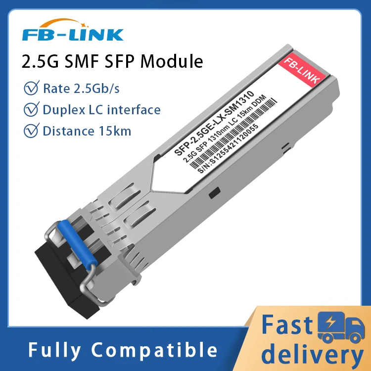 

FB-LINK 2,5G SFP модуль LX SMF Дуплексный LC модуль трансивера 1310 нм 15 км совместимый с Cisco, Mikrotik, Huawei, Mellanox и т. д.