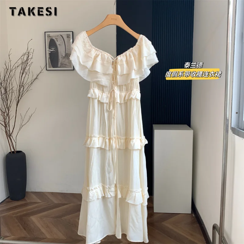 French Style Patchwork V-neck Lace-up Elegant Evening Dress Women's Flare Sleeve Chiffon High Waist Loose Fit Fairy Dresses 
French Style Patchwork V-neck Lace-up Elegant Evening Dress Women's Flare Sleeve Chiffon High Waist Loose Fit Fairy Dresses