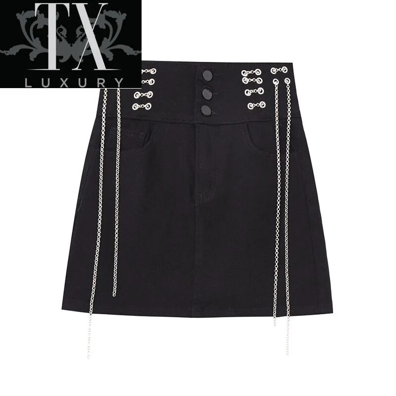Summer Fashion Harajuku High Waist Women Denim With Chain Gothic Streetwear All-match A Line Punk Mini Skirt Girl
Summer Fashion Harajuku High Waist Women Denim With Chain Gothic Streetwear All-match A Line Punk Mini Skirt Girl