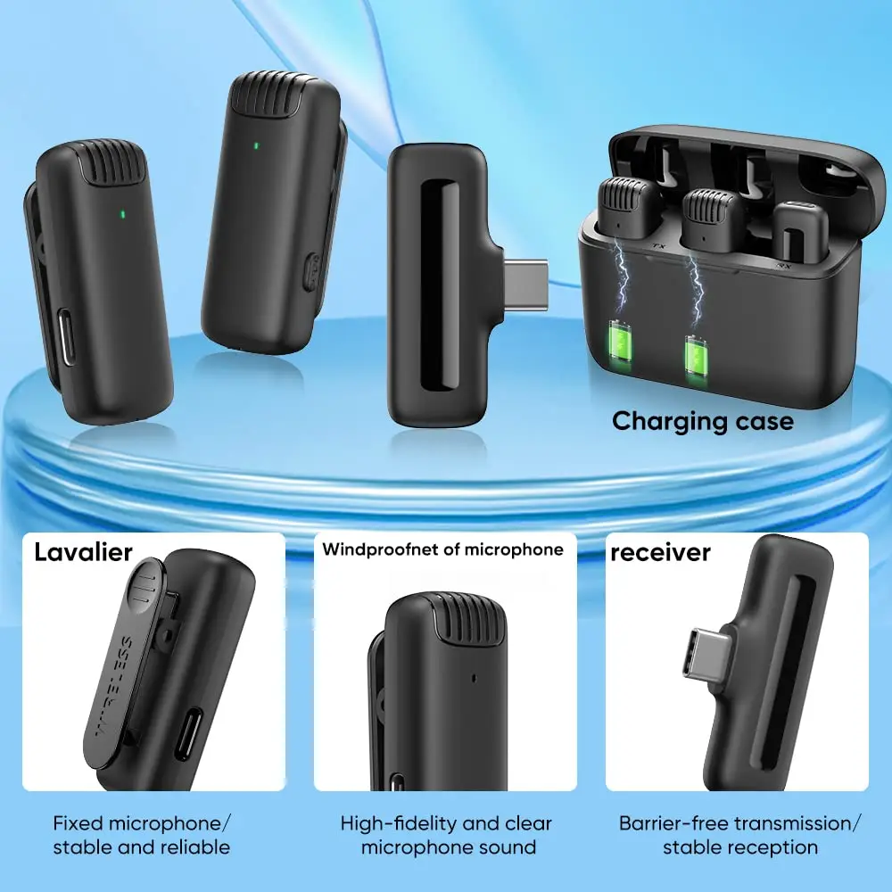Wireless Lavalier Microphone System Audio Video Voice Recording Mic for iPhone Android Phone Laptop PC Live With Charging Box
Wireless Lavalier Microphone System Audio Video Voice Recording Mic for iPhone Android Phone Laptop PC Live With Charging Box