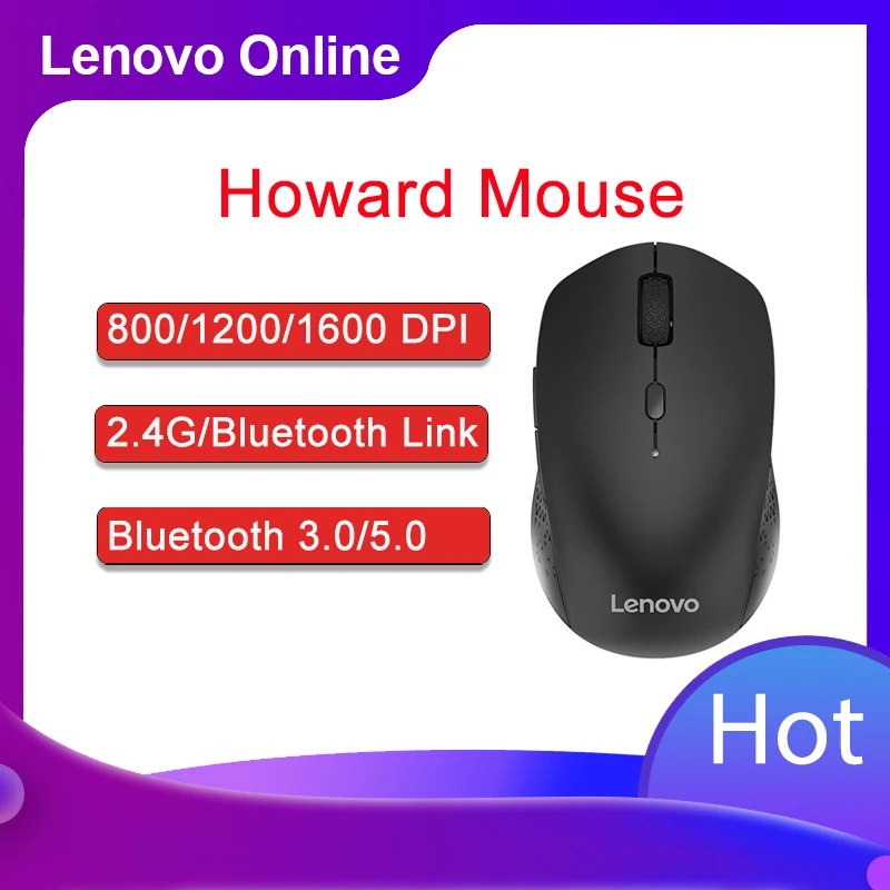 Lenovo Mouse Howard Bluetooth Wireless Mouse with Dual Mode Portable 1600 DPI with USB Receiver for Laptop PC Desktop MacBook
Lenovo Mouse Howard Bluetooth Wireless Mouse with Dual Mode Portable 1600 DPI with USB Receiver for Laptop PC Desktop MacBook