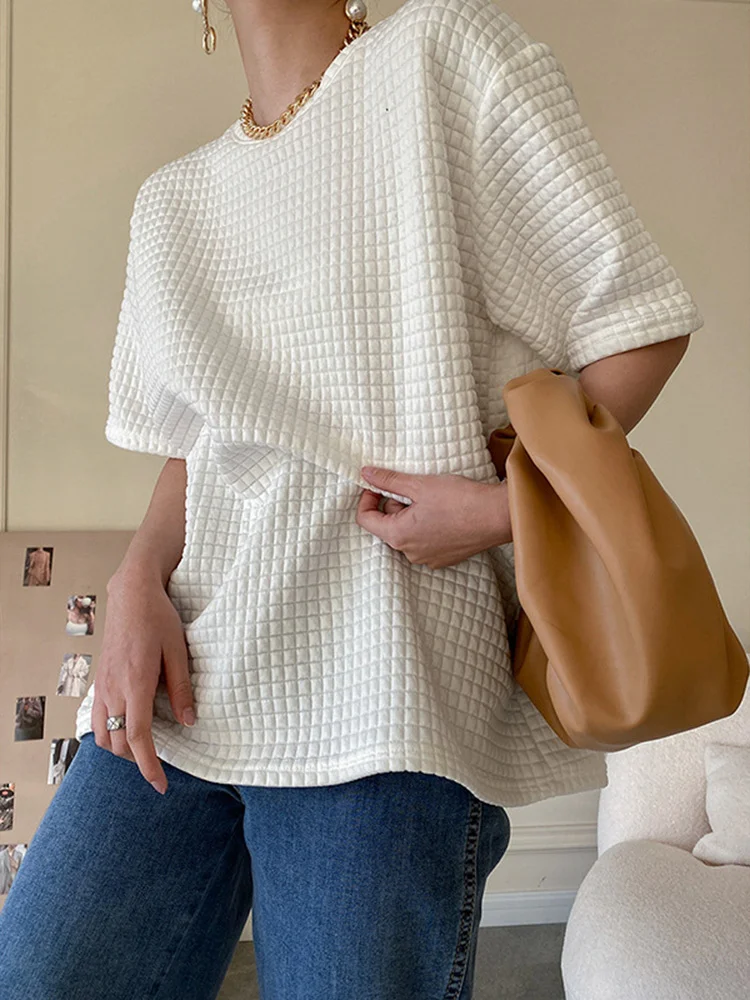 Женская свободная футболка в клетку, однотонная простая модная повседневная футболка с коротким рукавом и круглым вырезом, модель B109 на лет...
Женская свободная футболка в клетку, однотонная простая модная повседневная футболка с коротким рукавом и круглым вырезом, модель B109 на лет...