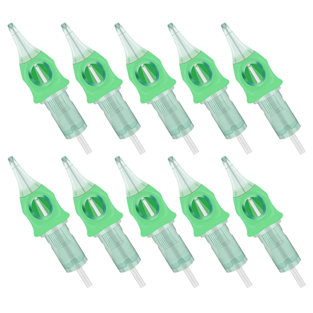 

10 Pcs Shading Needles Tattooing Cartridges Ink Lip Makeup Machine Pen Disposable Stainless Steel