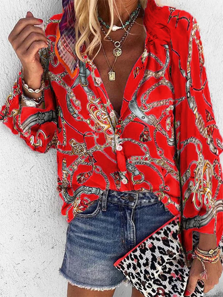 2022 New Design Plus Size Women Blouse V-neck Long Sleeve Print Loose Casual Shirts Womens Tops And Blouses
2022 New Design Plus Size Women Blouse V-neck Long Sleeve Print Loose Casual Shirts Womens Tops And Blouses