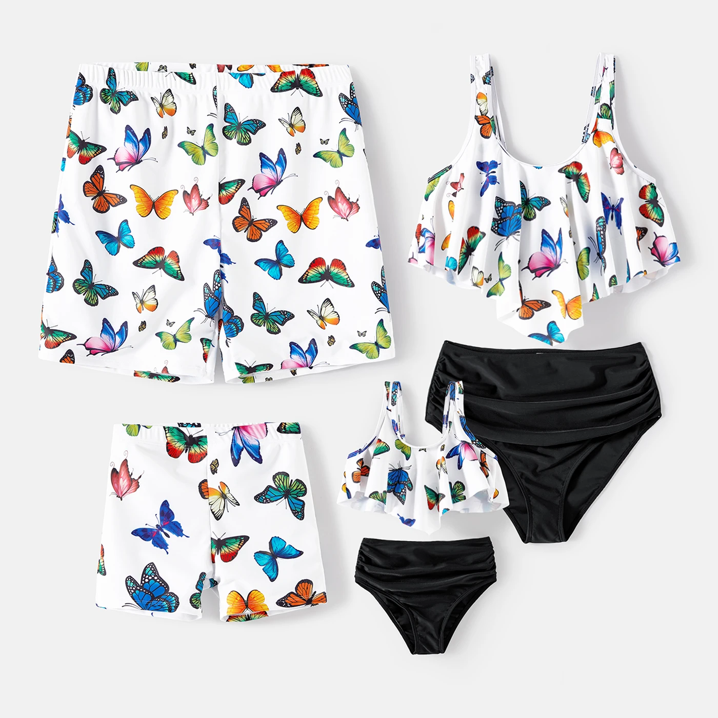 

PatPat Family Matching Swimsuits Butterfly Print Two-Piece Asymmetric Hem Top & Shorts Swimsuit