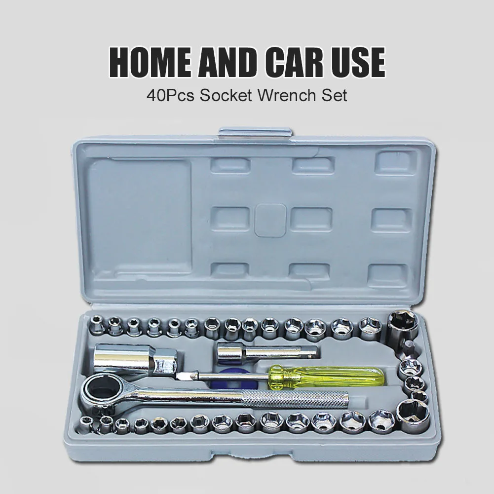 40Pcs Universal Socket Wrench Set Hand Tool Carbon Steel SAE/Metric 1/4" 3/8" Drive Ratchet Spinner Wrench Set Car Repair Tool
40Pcs Universal Socket Wrench Set Hand Tool Carbon Steel SAE/Metric 1/4" 3/8" Drive Ratchet Spinner Wrench Set Car Repair Tool