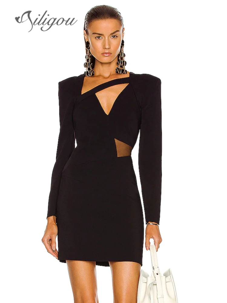 Ailigou 2022 Fall New Women's Black Sexy Cutout Long Sleeve Bandage Dress Fashion Streetwear Skinny Celebrity Club Party Dress
Ailigou 2022 Fall New Women's Black Sexy Cutout Long Sleeve Bandage Dress Fashion Streetwear Skinny Celebrity Club Party Dress