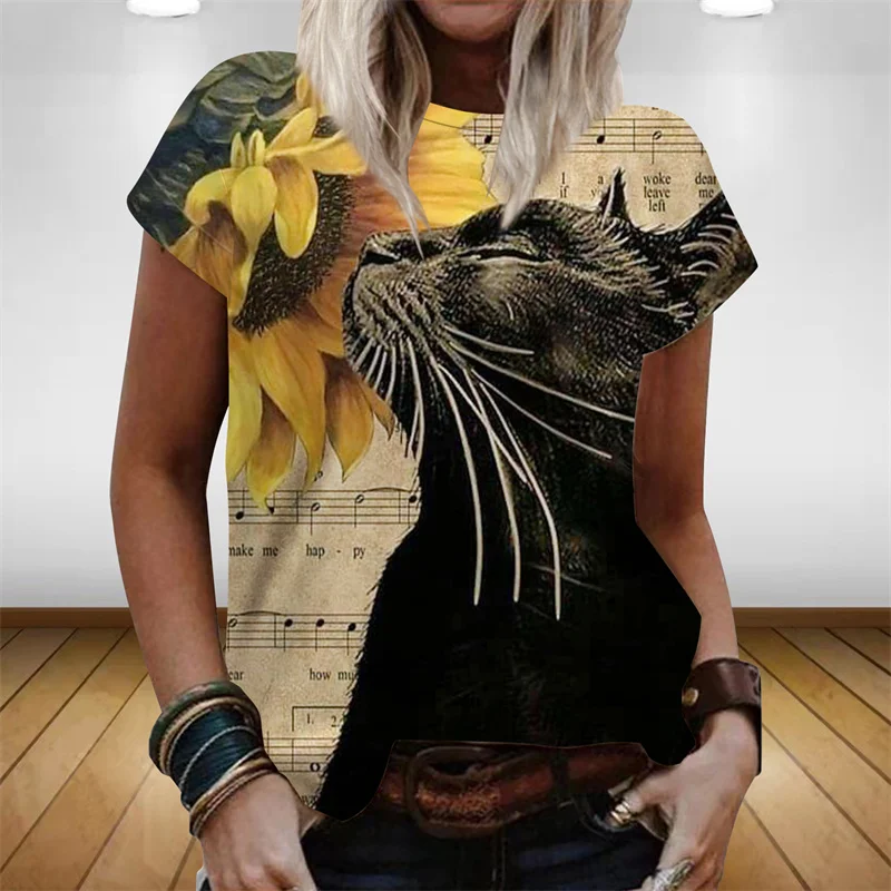 2022 Summer Short-sleeved Cat Print T-shirt Fashion Casual Cotton Women's Blouse Plus Size Women's Clothing Ropa De Mujer
2022 Summer Short-sleeved Cat Print T-shirt Fashion Casual Cotton Women's Blouse Plus Size Women's Clothing Ropa De Mujer