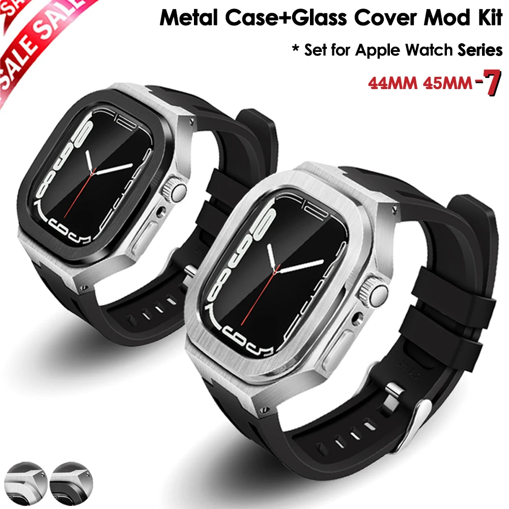 Latest Stainless Steel Case+Glass Cover For Apple Watch 44mm 45mm For iWatch SE 7 654 Silicone Rubber Metal Modification Kit Set
Latest Stainless Steel Case+Glass Cover For Apple Watch 44mm 45mm For iWatch SE 7 654 Silicone Rubber Metal Modification Kit Set