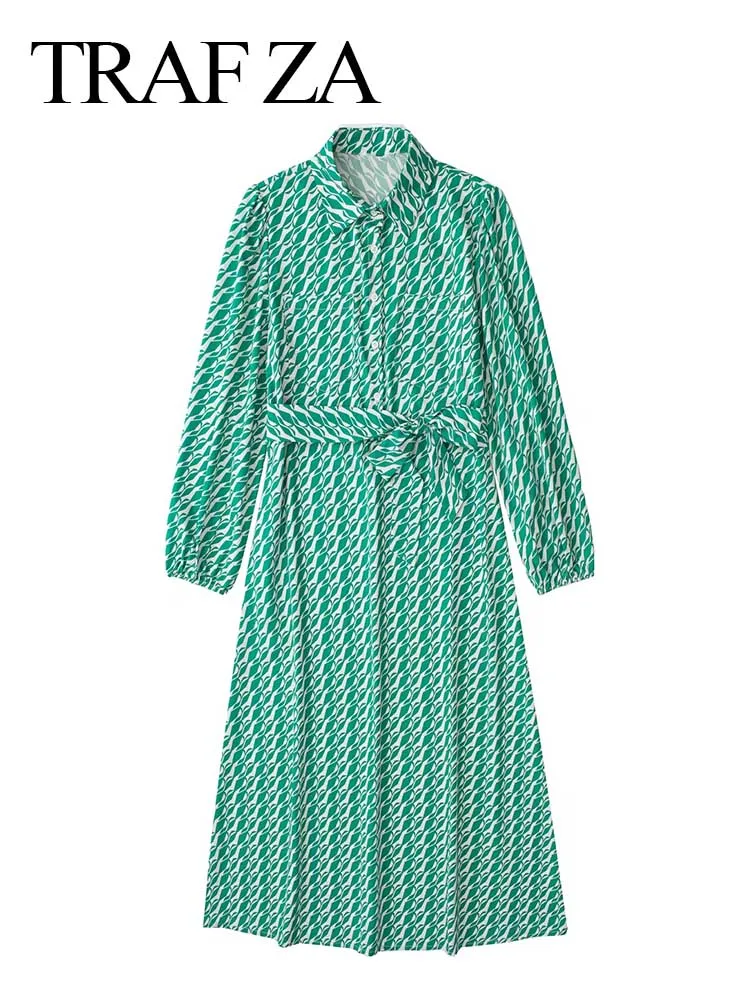 TRAF ZA Fashion Women Printed Shirt Dress Long Sleeve Lapel Pullover Button Casual Belt Bow Swing Skirt Commuter Ladies Clothing
TRAF ZA Fashion Women Printed Shirt Dress Long Sleeve Lapel Pullover Button Casual Belt Bow Swing Skirt Commuter Ladies Clothing