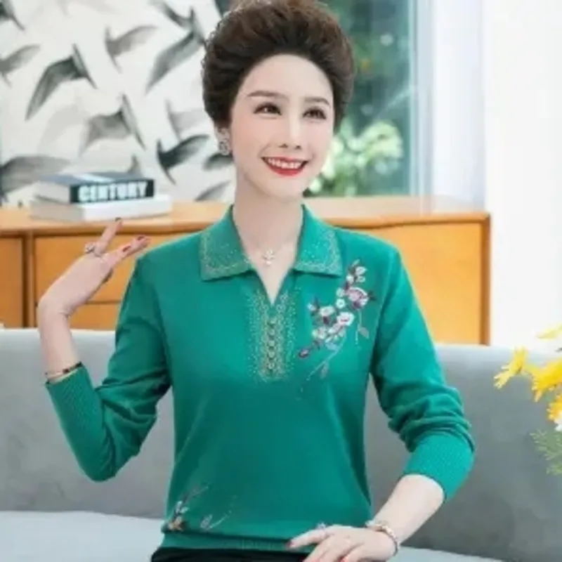 Women's Cashmere Sweaters Pullover Autumn Winter Middle Age Mothers Bottom Shirt Loose Lapel Jumper Harajuku Embroidery Retro
Women's Cashmere Sweaters Pullover Autumn Winter Middle Age Mothers Bottom Shirt Loose Lapel Jumper Harajuku Embroidery Retro