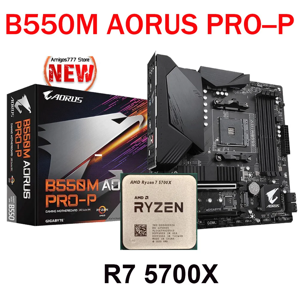 

Socket AM4 Motherboard GIGABYTE B550M AORUS PRO-P DDR4 With Ryzen 7 5700X AM4 CPU Combo AMD B550 Mainboard Suit R7 5700X New