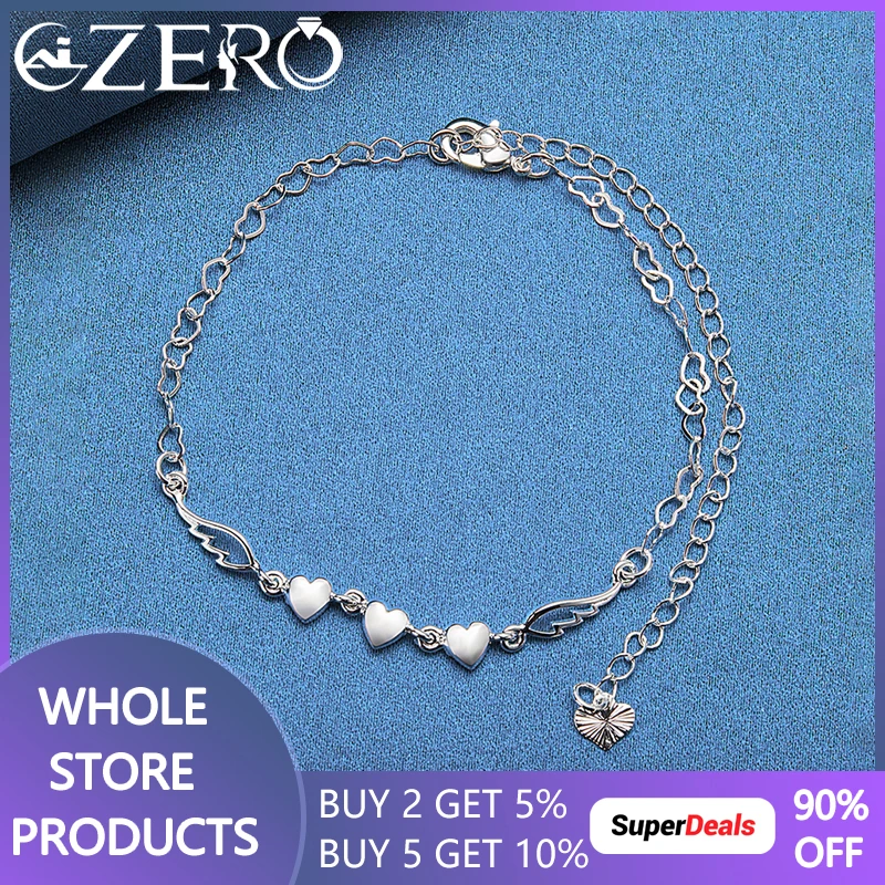 925 Sterling Silver Charms Wing Three Heart Chain Bracelets For Women Wedding Anniversary Gift Fashion Engagement Party Jewelry 
925 Sterling Silver Charms Wing Three Heart Chain Bracelets For Women Wedding Anniversary Gift Fashion Engagement Party Jewelry