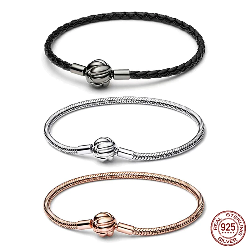 

Женский серебряный новый трехцветный браслет для влюбленных с концентрированным узлом, подходит для дизайна оригинальных бусин-шармов, из...