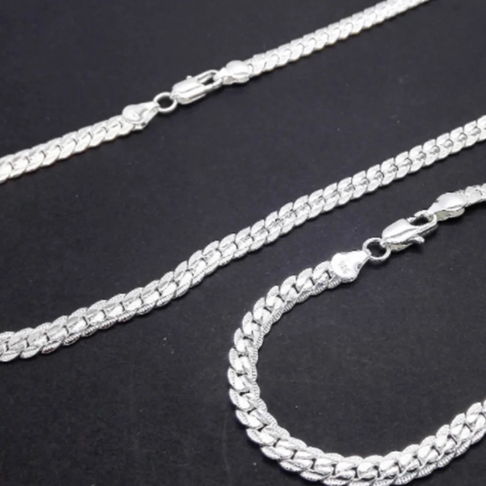 925 Stamp Silver Color Hip Hop 5mm Luxury Necklace Chain Bracelet Women Men Original Gifts Fine Jewelry Sets
925 Stamp Silver Color Hip Hop 5mm Luxury Necklace Chain Bracelet Women Men Original Gifts Fine Jewelry Sets