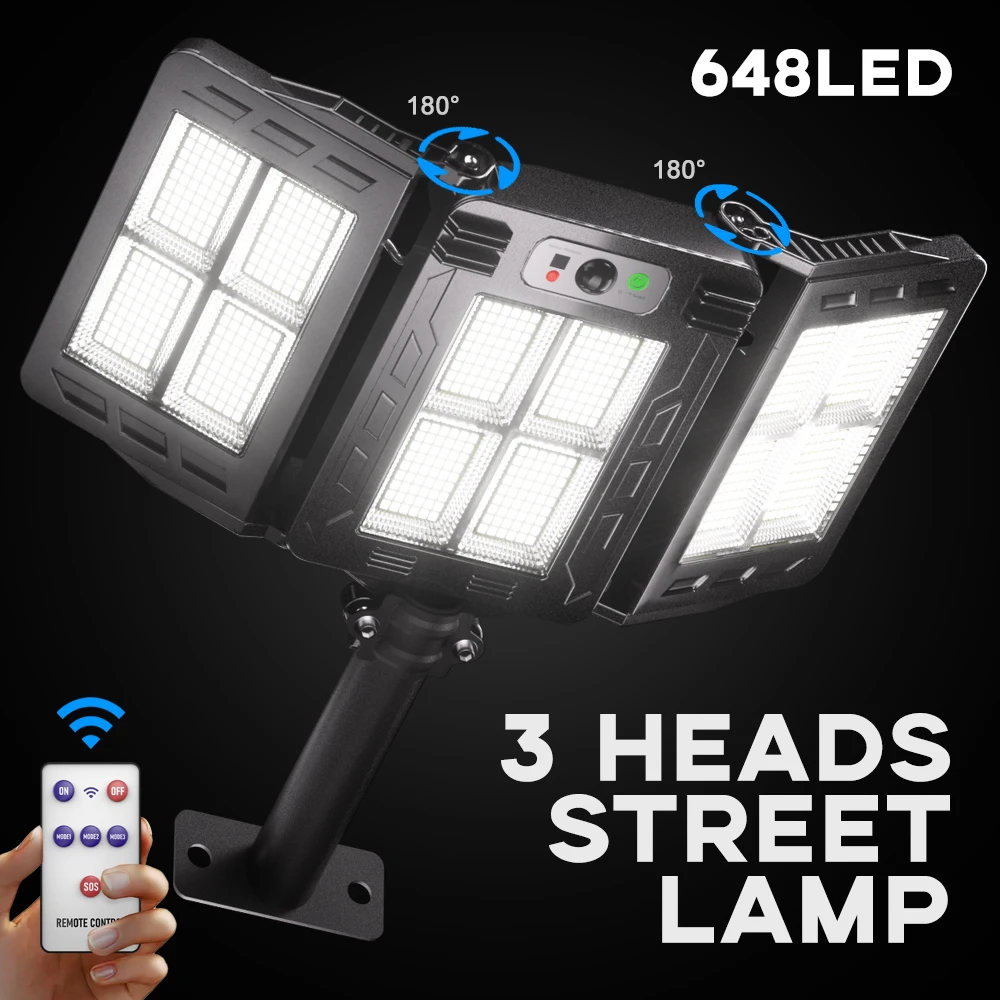 2023 240/384/648/675 LED Solar Street Lights Outdoor 3 Head Motion Sensor 270 Angle Wide Lighting Waterproof Remote Control
2023 240/384/648/675 LED Solar Street Lights Outdoor 3 Head Motion Sensor 270 Angle Wide Lighting Waterproof Remote Control